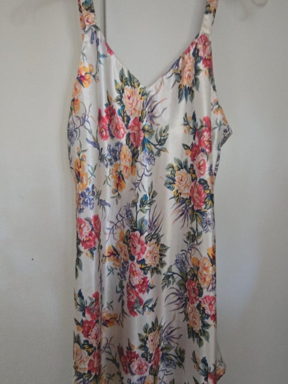 Kathryn Satin Floral Chemise Slip Nightgown Women's Size M
